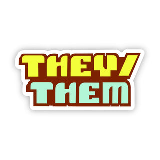 They/Them Retro Pronouns Pride Sticker